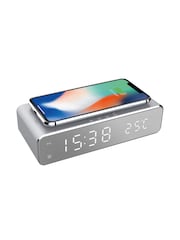 MenKind Silver Mirror Wireless Charging Clock - Image 3 of 5