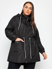 Yours Curve Black Showerproof Lightweight Parka - Image 1 of 4