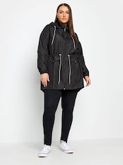 Yours Curve Black Showerproof Lightweight Parka - Image 3 of 4