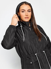 Yours Curve Black Showerproof Lightweight Parka - Image 4 of 4
