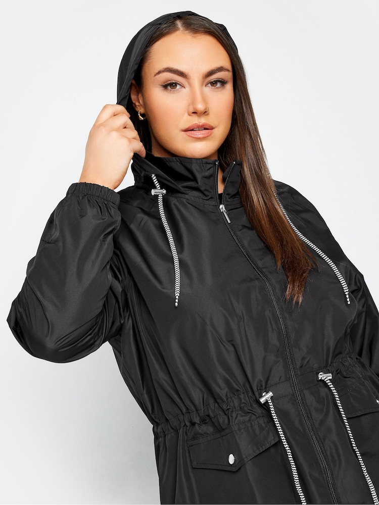 Yours Curve Black Showerproof Lightweight Parka - Image 4 of 4