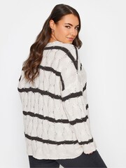 Yours Curve Gestreifter Pullover mit Zopfmuster - Bild 2 von 4