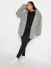 Yours Curve Grey Teddy Hooded Jacket - Image 2 of 4