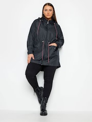 Yours Curve Blue Showerproof Lightweight Parka - Image 3 of 4