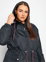Yours Curve Blue Showerproof Lightweight Parka - Image 4 of 4