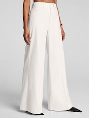 Spanx White EasyBreezy 360 Cotton Linen Super Wide Leg Pant - Image 1 of 3