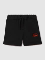 Reiss x McLaren F1 Team Black 9-13 yrs McLaren F1 Cotton Drawstring Shorts - Image 2 of 7