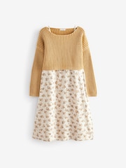 Yellow Ditsy 100% Cotton Slip Dress And Jumper Set (3-16yrs) - Image 3 of 6