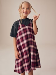Berry Red Check 100% Cotton Slip Dress And T-Shirt Set (3-16yrs) - Image 1 of 9