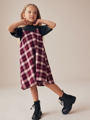 Berry Red Check 100% Cotton Slip Dress And T-Shirt Set (3-16yrs) - Image 2 of 9