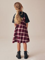 Berry Red Check 100% Cotton Slip Dress And T-Shirt Set (3-16yrs) - Image 3 of 9