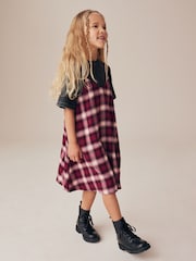 Berry Red Check 100% Cotton Slip Dress And T-Shirt Set (3-16yrs) - Image 4 of 9