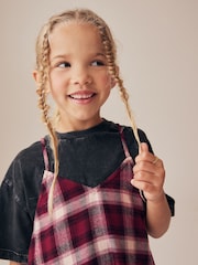 Berry Red Check 100% Cotton Slip Dress And T-Shirt Set (3-16yrs) - Image 5 of 9