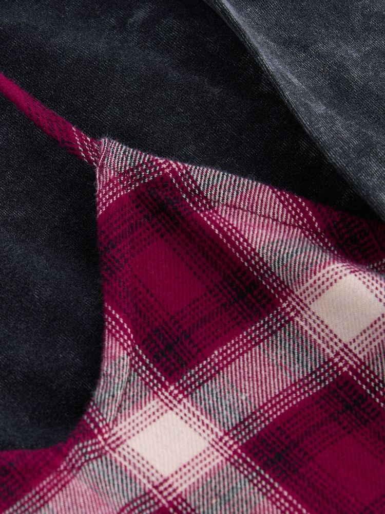 Berry Red Check 100% Cotton Slip Dress And T-Shirt Set (3-16yrs) - Image 9 of 9