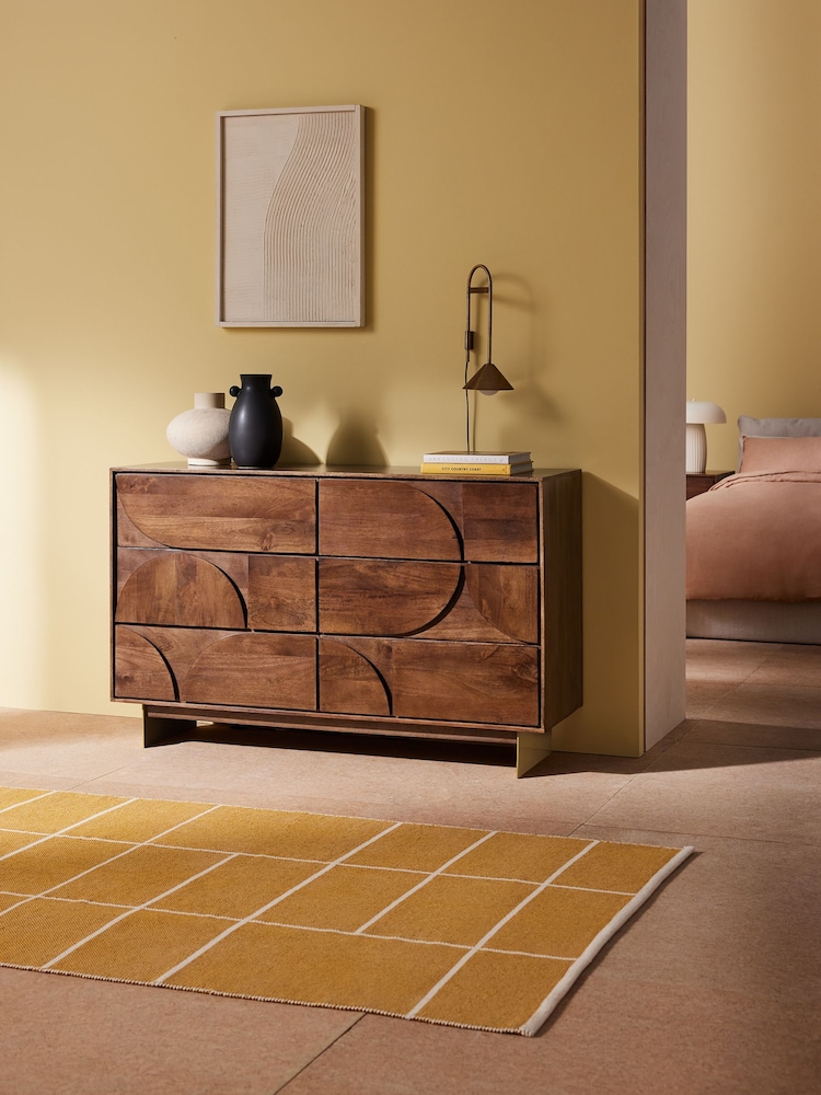 MADE.COM Brown Keala Mango Wood 6 Drawer Chest of Drawers - Image 1 of 3