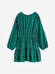 Green Ditsy Tiered Printed Dress (3-16yrs) - Image 6 of 7
