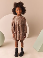 Animal Print Long Sleeve Tiered 100% Cotton Dress (3-16yrs) - Image 1 of 8