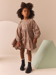 Animal Print Long Sleeve Tiered 100% Cotton Dress (3-16yrs) - Image 2 of 8