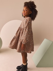Animal Print Long Sleeve Tiered 100% Cotton Dress (3-16yrs) - Image 3 of 8