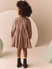 Animal Print Long Sleeve Tiered 100% Cotton Dress (3-16yrs) - Image 4 of 8