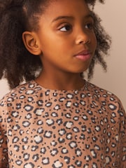 Animal Print Long Sleeve Tiered 100% Cotton Dress (3-16yrs) - Image 5 of 8