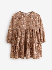 Animal Print Long Sleeve Tiered 100% Cotton Dress (3-16yrs) - Image 6 of 8