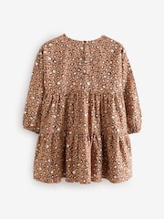 Animal Print Long Sleeve Tiered 100% Cotton Dress (3-16yrs) - Image 7 of 8