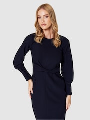 Closet London Navy Twist Pencil Dress - Image 3 of 4