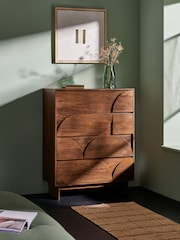 MADE.COM Brown Keala Mango Wood 4 Drawer Chest of Drawers - Image 1 of 6