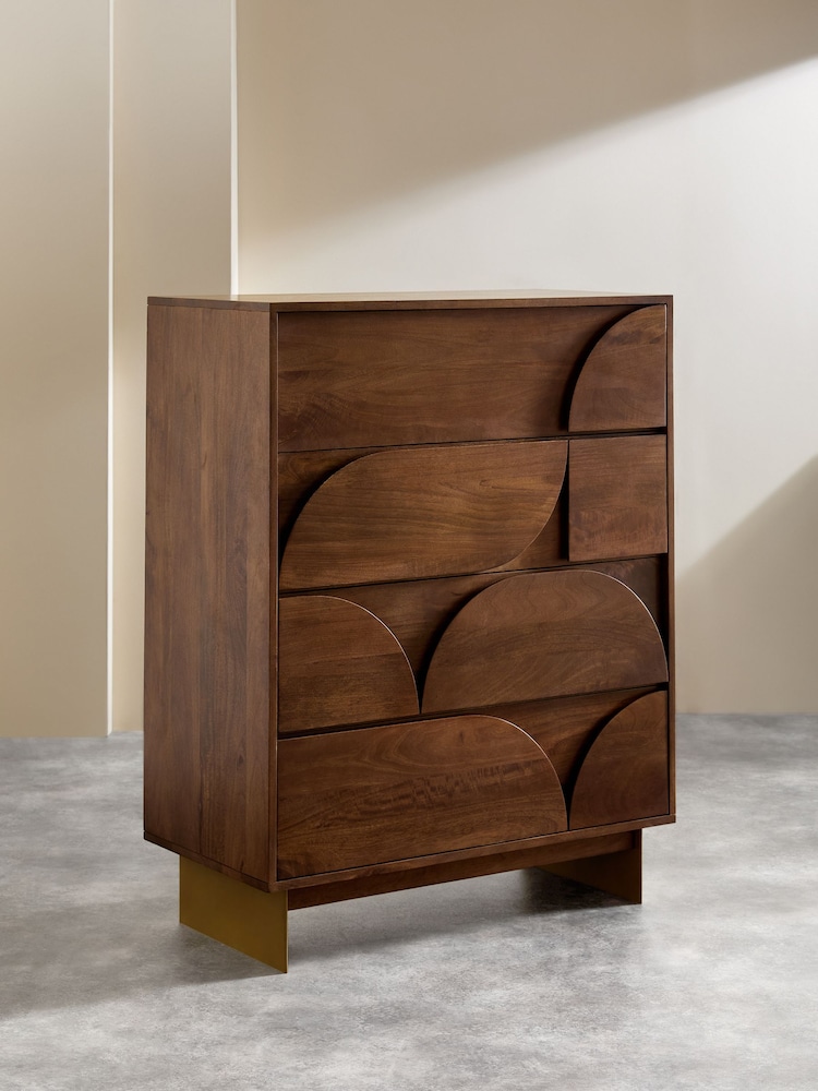 MADE.COM Brown Keala Mango Wood 4 Drawer Chest of Drawers - Image 2 of 6