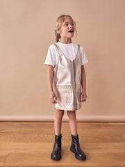 ذهبي ناعم - PU 100% Cotton Pinafore And T-Shirt Set (3-16yrs) - صورة 2 من 7