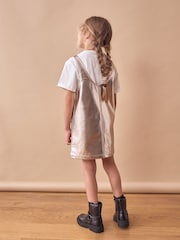 ذهبي ناعم - PU 100% Cotton Pinafore And T-Shirt Set (3-16yrs) - صورة 3 من 7