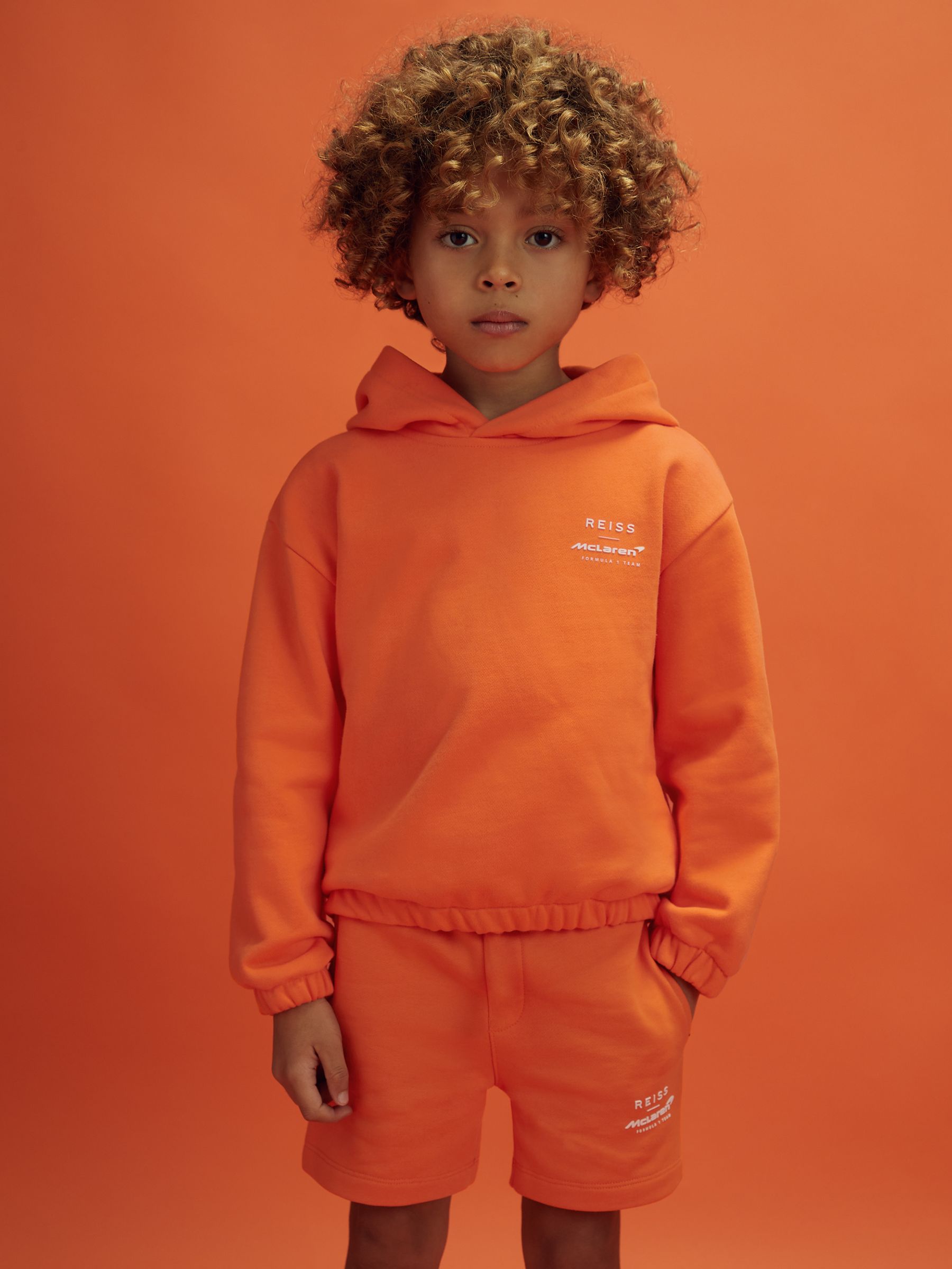 Reiss Mclaren X Mclaren F1 Team Papaya 3-9 Yrs Mclaren F1 Cotton Drawstring Shorts