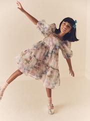 Purple Butterfly Tiered Organza Dress (3-16yrs) - Image 3 of 4