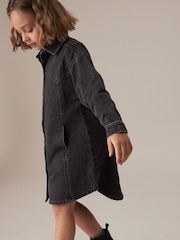 Black Denim 100% Cotton Shirt Dress (3-16yrs) - Image 4 of 7