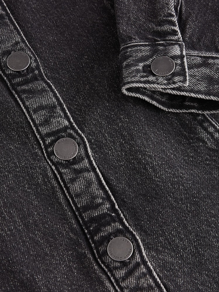 Black Denim 100% Cotton Shirt Dress (3-16yrs) - Image 7 of 7