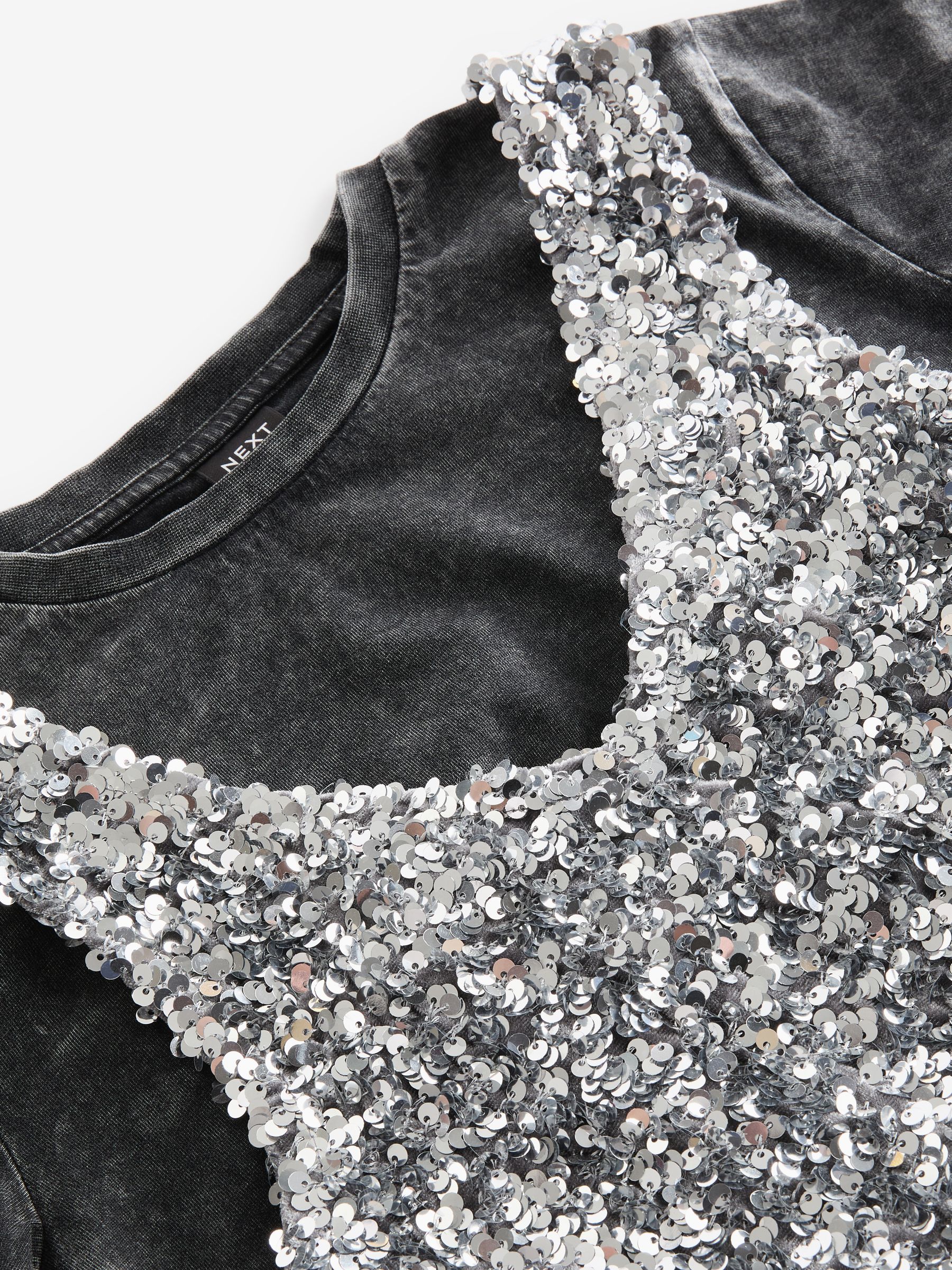 Buy Silver Sequin Pinafore Dress And T-Shirt Set (3-16yrs