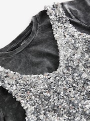 Silver Sequin Pinafore Dress And T-Shirt Set (3-16yrs) - Image 4 of 7