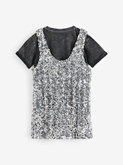 Silver Sequin Pinafore Dress And T-Shirt Set (3-16yrs) - Image 6 of 7