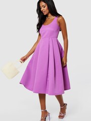 Closet London Purple Closet London Purple Full Skirt Midi Dress - Image 3 of 5