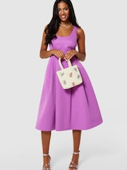 Closet London Purple Closet London Purple Full Skirt Midi Dress - Image 4 of 5