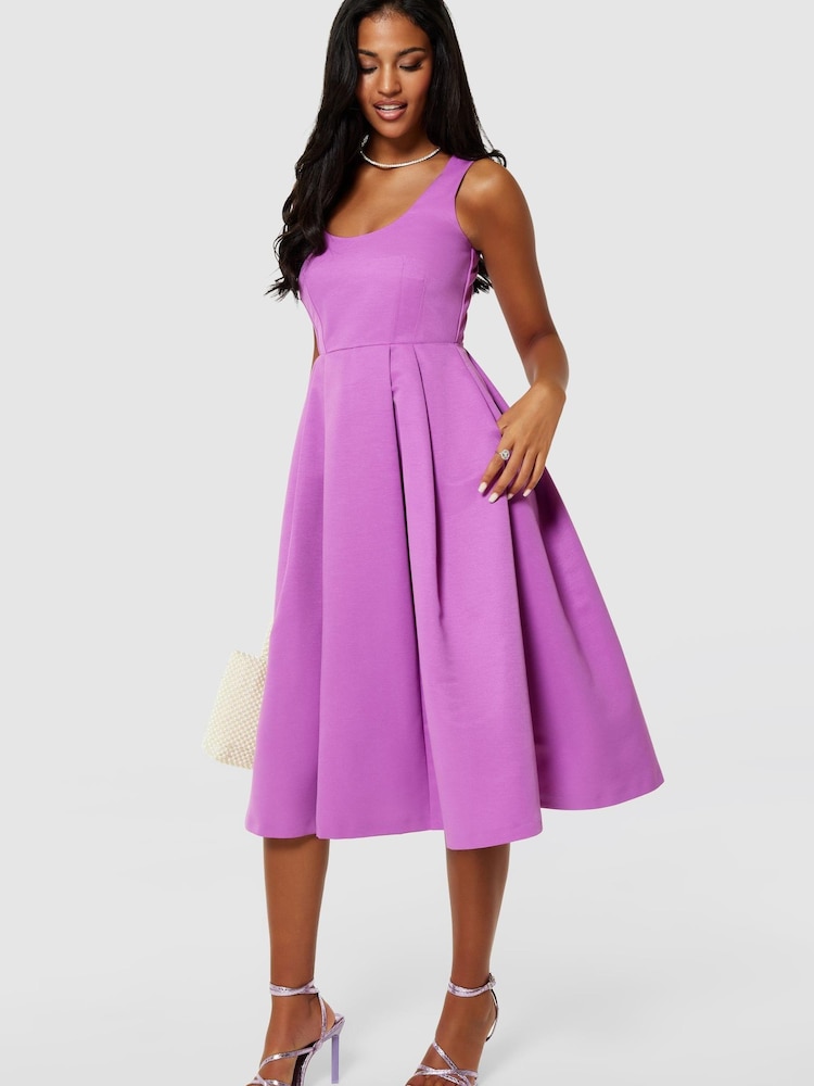 Closet London Purple Closet London Purple Full Skirt Midi Dress - Image 5 of 5