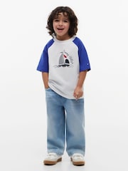 Tommy Hilfiger Blue Logo Colour-Blocked Raglan Sleeve T-Shirt - Image 3 of 5