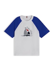 Tommy Hilfiger Blue Logo Colour-Blocked Raglan Sleeve T-Shirt - Image 5 of 5