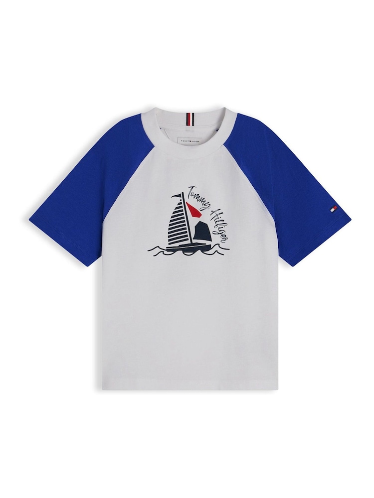 Tommy Hilfiger Blue Logo Colour-Blocked Raglan Sleeve T-Shirt - Image 5 of 5