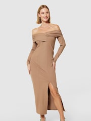 Closet London Nude Bodycon Bardot Dress - Image 1 of 5