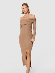 Closet London Nude Bodycon Bardot Dress - Image 2 of 5