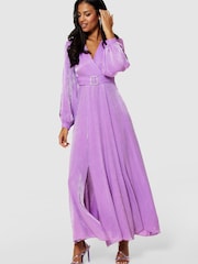Closet London Purple Maxi Shimmer Dress - Image 1 of 5