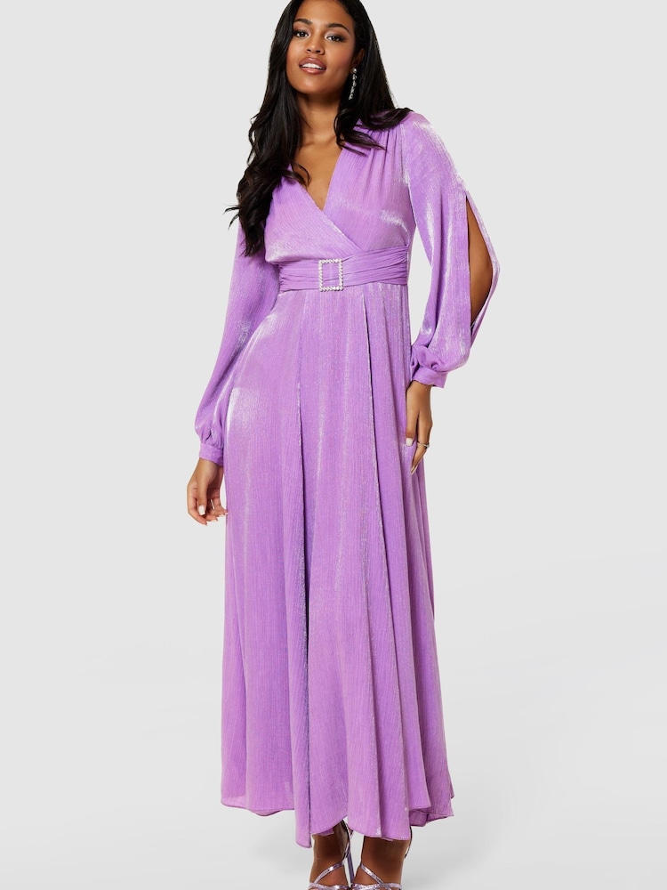 Closet London Purple Maxi Shimmer Dress - Image 3 of 5