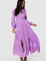 Closet London Purple Maxi Shimmer Dress - Image 4 of 5